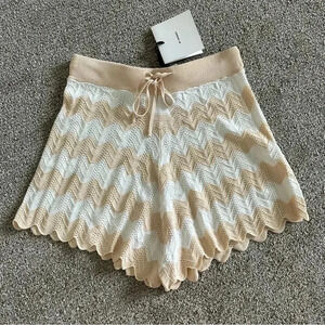 By Johnny Elba Stripe Shorts In Neutral Stripe Crochet‎ Shorts Size Medium